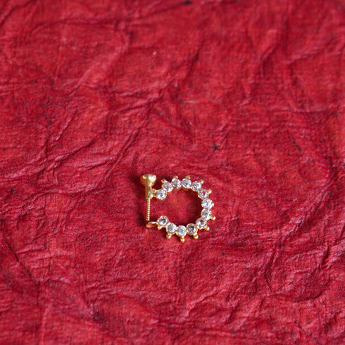 22 Carat Gold Nose Stud With White Stones |Mukkera 1.67g by Mahita Collections